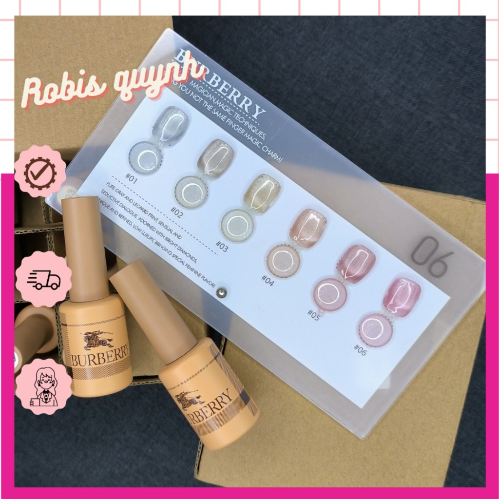 Set Sơn Gel Mắt Mèo Ánh Trăng Burberry 6 Màu ( tăng kèm bảng màu )