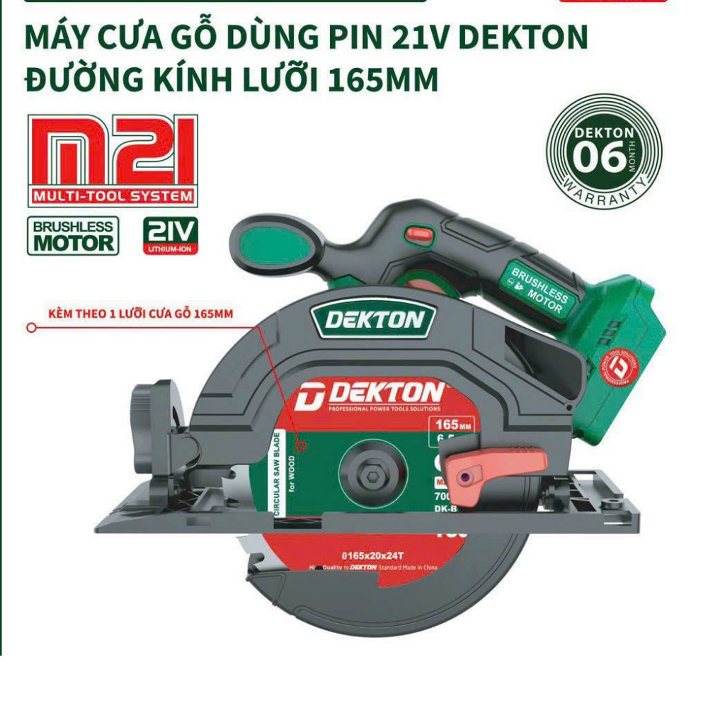 Thân Máy cưa gỗ dùng pin 21v Dekton M21- CG165BL Chân Pin Phổ Thông