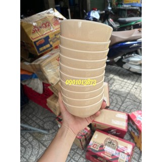 Combo 10 chén nhựa melamine cơm chén chè màu nâu
