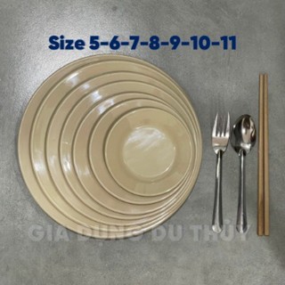 combo 10 Dĩa cạn xoắn màu vàng nâu chất liệu nhựa melamine nhựa phíp nhiều size phù hợp làm dĩa bán cơm, dĩa ốc, đĩa quá