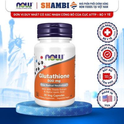 Viên Uống NOW FOODS Glutathione 500mg Chống Lão Hóa Da, Oxi Hóa, Thải Độc Gan