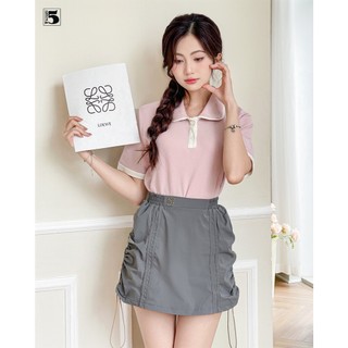 Chân váy ngắn rút nhún 2 bên sườn, cạp chun, vải kaki gió Twenty.5- CQ23