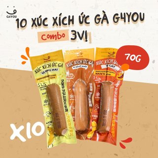 [Ready to eat] [Combo 10] Xúc Xích Ức Gà Xông Khói G4You 3 Vị Healthy 70G