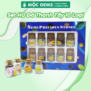 Đá Thanh Tẩy 10 Loại Đựng Trong Hũ Thủy Tinh Kèm Hộp Xinh Xắn, Hũ Đá Phong Thủy Năng Lượng Chiêu Tài Lộc