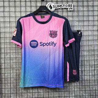 Bộ Quần Áo Thun Thể Thao Bóng Đá Barca Hồng SV - Đồ Đá Bóng Thun Lạnh Cao Cấp