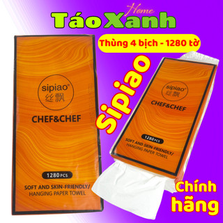  Giấy rút Sipiao CHÍNH HÃNG khăn giấy rút mã 1280 giấy gấu trúc thùng 4 bịch giấy ăn rút treo tường từ Táo Xanh Home 