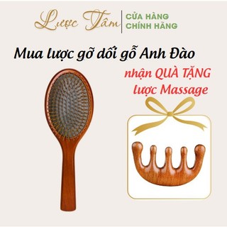 Lược chải tóc gỡ rối Anh Đào tặng kèm lược masssage gỗ Đàn Hương hãng Lược Tâm combo thư giãn cao cấp