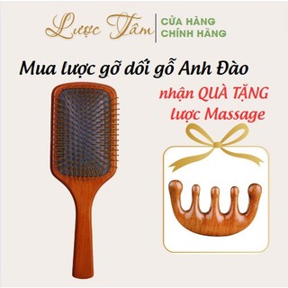 Lược gỡ dối TẶNG KÈM lược gỗ Đàn Hương Combo vệ sinh tóc massage hấp thụ tinh dầu hiệu quả hãng Lược Tâm