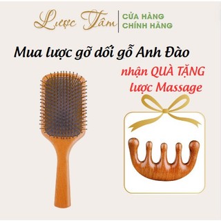 Lược chải tóc massage gỡ rối gỗ Sồi tự nhiên Lược Tâm chính hãng TẶNG KÈM Lược massage Đàn Hương