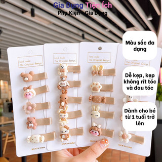 Set 5 kẹp tóc mini cho bé không đau và chắc chắn dành cho bé gái, cặp tóc vintage đẹp mắt và kẹp tóc cho bé đáng yêu