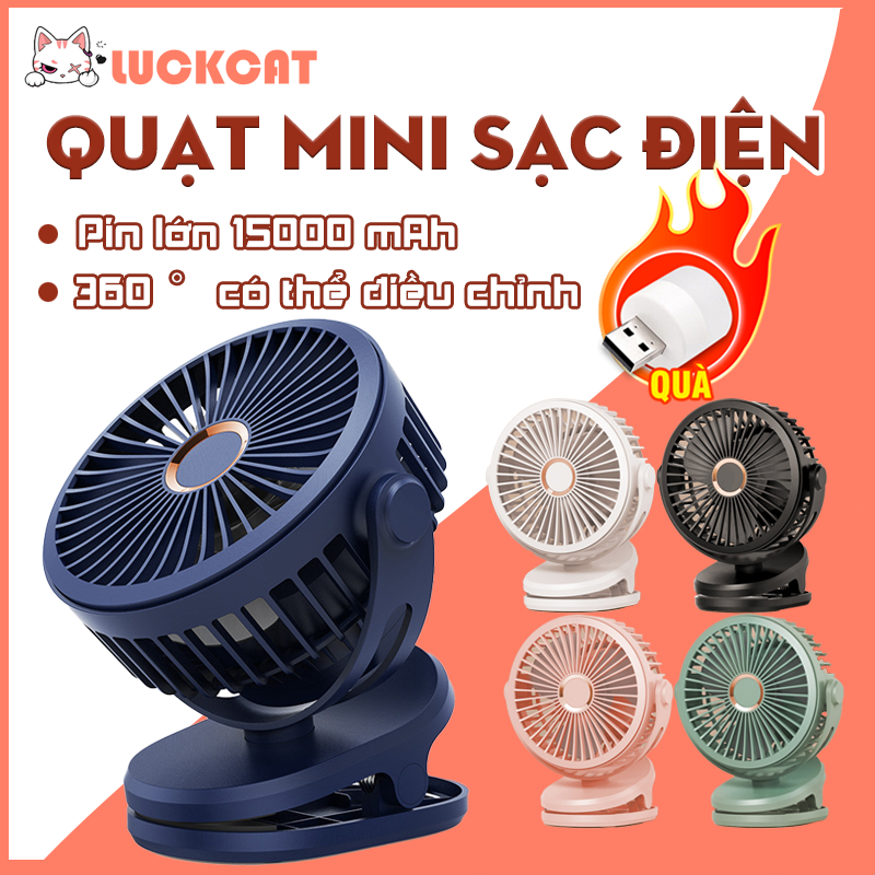 Quạt mini sạc điện 30000 mah quạt kẹp GF07  Thích hợp cho máy tính để bàn, trường học, văn phòng , xe đẩy cho bé