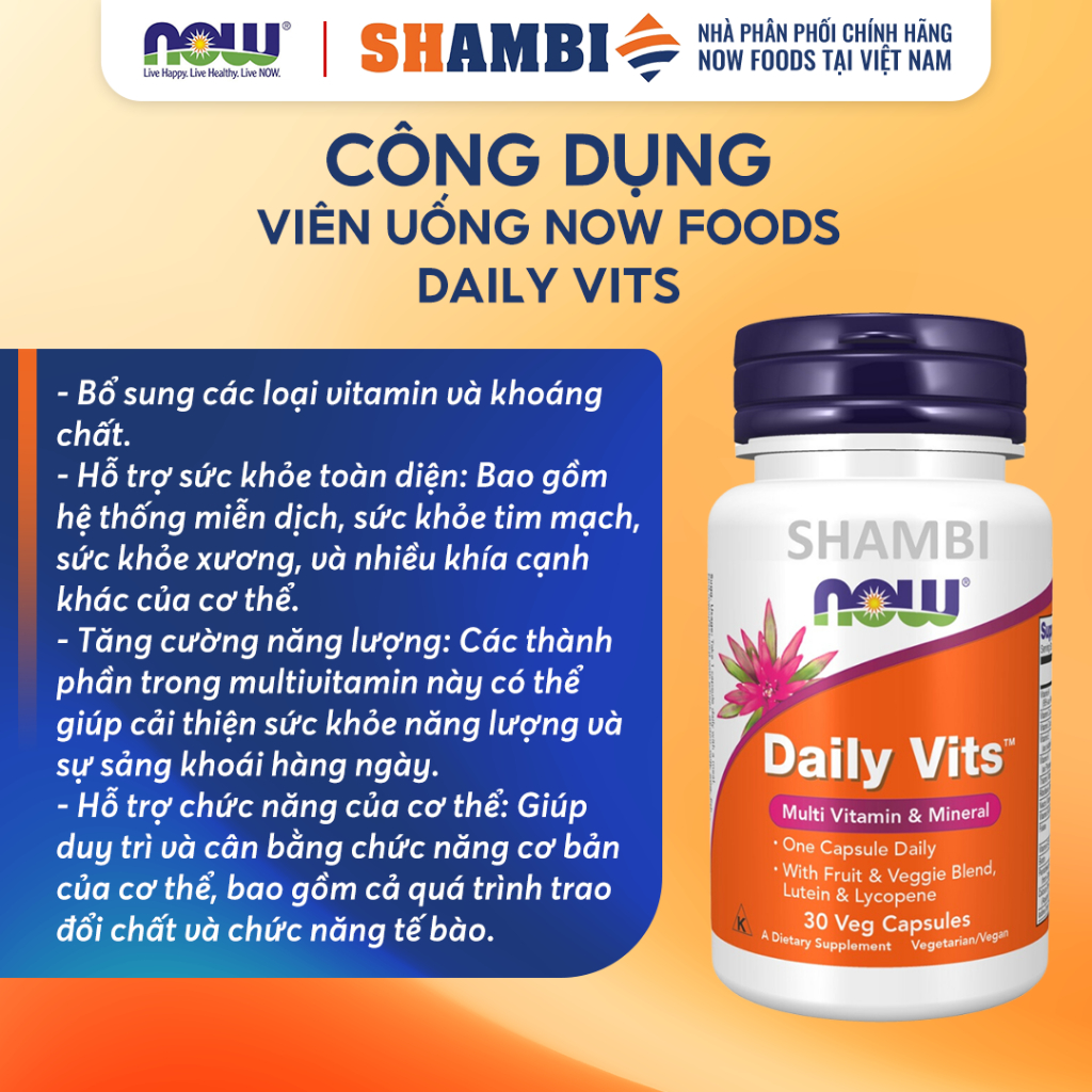 Viên Uống NOW FOODS Daily Vits Bổ Sung Vitamin, Khoáng Chất Cần Thiết Cho Cơ Thể