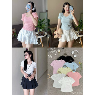 Áo thun trơn croptop cổ tròn boconganh 16824520