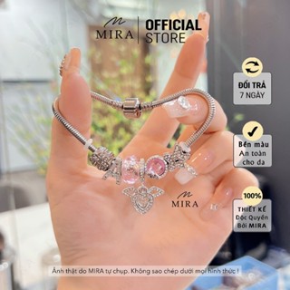 Lắc Tay Dây Bấm Titan MIRA & Co. BPAN009 Mix Charm Chữ Mở Được Đầu Chốt Dây TITAN Không Hoen Gỉ