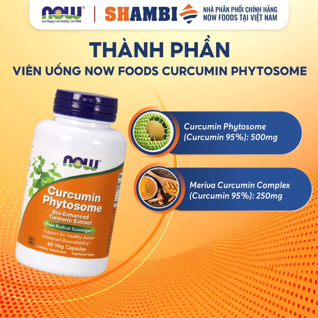 Viên Uống Turmeric Curcumin Phytosome NOW FOODS Hỗ Trợ Dạ Dày, Đại Tràng, Sức Khỏe Hệ Tiêu Hóa