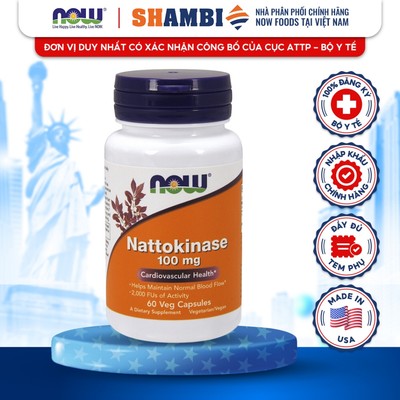 Viên Uống Nattokinase NOW FOODS 100mg Hỗ Trợ Sau Tai Biến, Chống Đột Quỵ