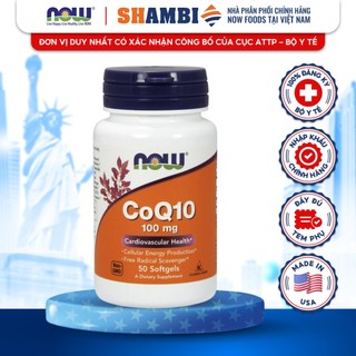 Viên Uống CoQ10 100mg NOW FOODS Hỗ Trợ Tai Biến Tim Mạch, Ổn Định Huyết Áp, Giảm Cholesterol Máu
