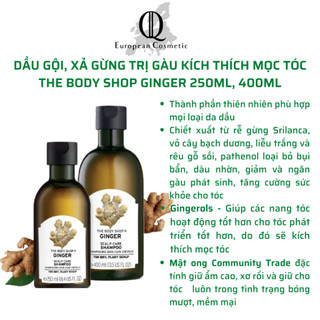 Dầu gội, xả sạch gàu ginger anti dandruff shampoo the body shop chiết xuất gừng tươi 250ml