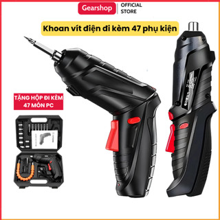 Máy bắn vít cầm tay GEARSHOP máy khoan bắt vít mini đa năng, động cơ công suất cao có đèn LED để soi sáng ban đêm