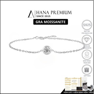  Lắc Tay Bạc 925 Đá Moissanite Round 4MM Phủ Bạch Kim Một Đá Đơn Giản Không Đen Không Mờ 1348 