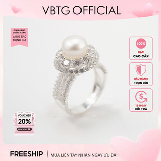 Nhẫn bạc nữ VBTG vương miện đính ngọc trai nữ tính cao cấp - Nhẫn bạc ta cao cấp VBTG8221