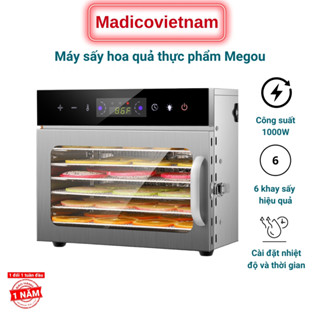 Máy Sấy Thực Phẩm Sấy Khô Hoa Quả, Trái Cây, Thịt Cá, Rau Củ Quả với 6 Khay tiện dụng, Thân Và Khay Inox 304