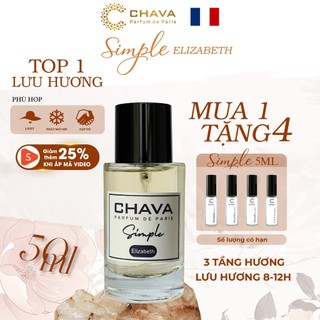 Nước Hoa Nữ, Nước hoa CHAVA ELIZABETH Simple 50ml, Dịu Dàng, Nữ Tính, Chính Hãng -Theo Tiêu Chuẩn Pháp (Lưu Hương 8-12h)