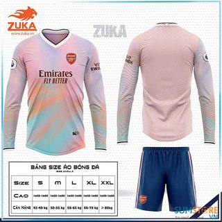 Bộ thể thao bóng đá CLB Arsenal hồng loang tay dài - Đồ đá banh dài tay in tên số theo yêu cầu