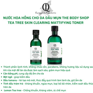 Toner cho da dầu mụn the body shop tea tree skin clearing mattifying toner