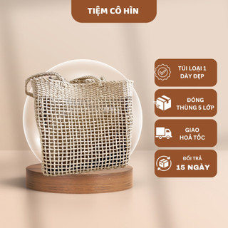 Túi cói lưới chữ nhật đan thưa size to đi du lịch Tiệm Cô Hìn có ship 1h lỗi 1 đổi 1