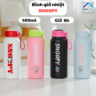  Bình nước giữ nhiệt SNOOPY 500ml inox 304 có quai xách tiện lợi 