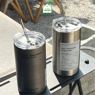 CCL205 - Bình đựng nước giữ nhiệt Iced Americano có ống hút dung tích 600ml - Giadungcamcam