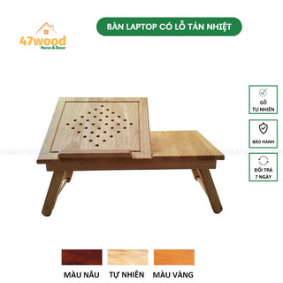 Bàn để Laptop gỗ cao su có lỗ tản nhiệt và tăng chỉnh độ cao