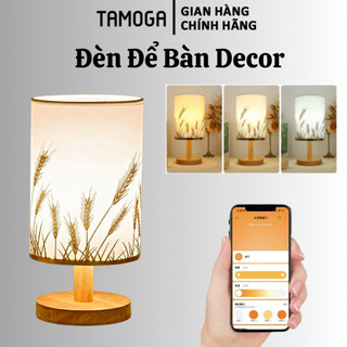 Đèn bàn chao vải thân gỗ hình bông lúa TAMOGA 2576