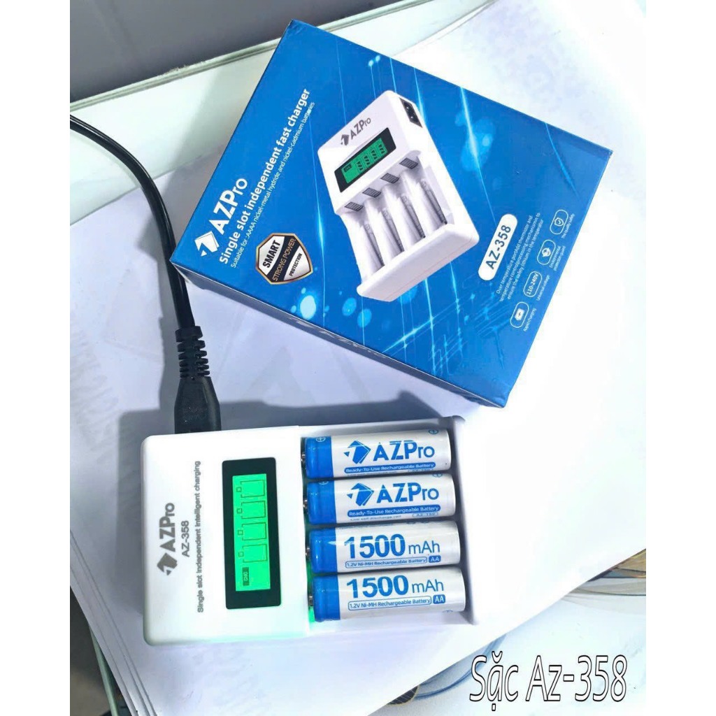 Bộ Pin Sạc AZPro AZ358 / AZ-358 , chính hãng mới 100%, sử dụng pin lâu