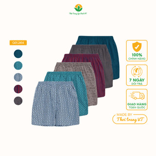  Quần đùi nam cotton Việt Thắng mặc nhà thoáng mát, đi ngủ thoải mái Q01.2414