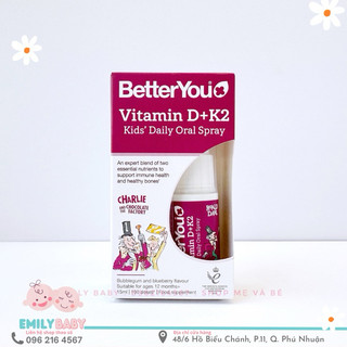 Vitamin d+k2 dạng xịt better you uk cho bé 1 tuổi+