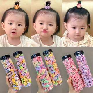Hộp 100 dây buộc tóc hoạt hình cho bé