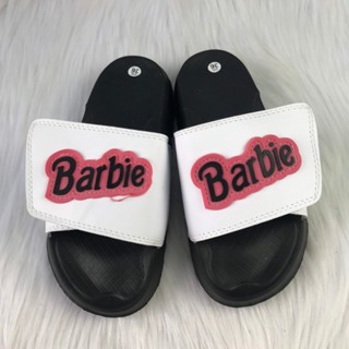 GIÁ XƯỞNG - Dép lê nam nữ quai ngang BARBIE HỒNG CHỮ ĐEN QUAI TRẮNG ĐẾ C ĐEN  4CM đúc tại xưởng lớn ,siêu rẻ