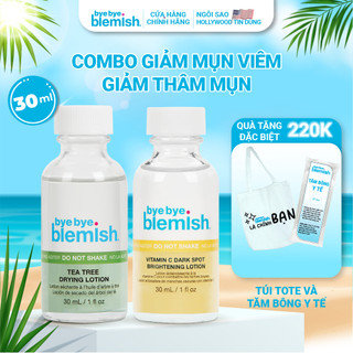 Combo Chấm mụn tràm trà dành cho mụn viêm và Chấm mụn Vitamin C dành cho da mụn thâm 30ml