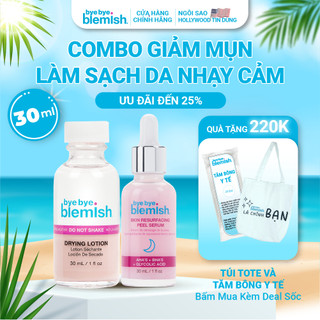 Combo Chấm mụn và Tinh chất Peel da AHA + BHA Bye Bye Blemish giúp giảm mụn sưng đỏ, mờ vết thâm và tái tạo làn da