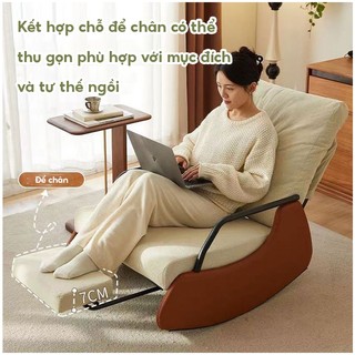 Ghế bập bênh ngồi thư giãn, ghế sofa nằm đọc sách thư giãn ngả lưng thoải mái có gác chân ghế bập bênh ha229
