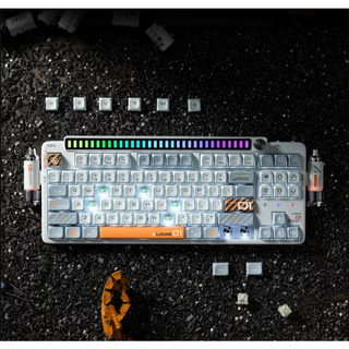 Bàn phím cơ keysme lunar 01 | tích hợp đèn rgb cảm biến âm thanh | phụ kiện núm xoay & tên lửa 2 bên phím