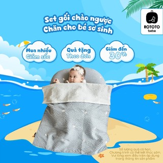 Set gối chống trào ngược chữ C chất liệu Ripple + chăn cho em bé sơ sinh Rototo Bebe