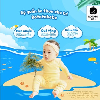 Bộ quần áo thun cạp cao Rototo bebe chống hở bụng dùng cho bé từ 6-12 tháng