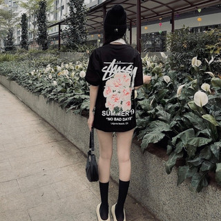 Áo Thun STUSSY Hoa, 100% Cotton Dày Dặn, Size MLXL, Form Suông Rộng