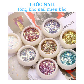 Nhũ vảy cá 9d kim tuyến set 8 hũ đắp gel ẩn nail