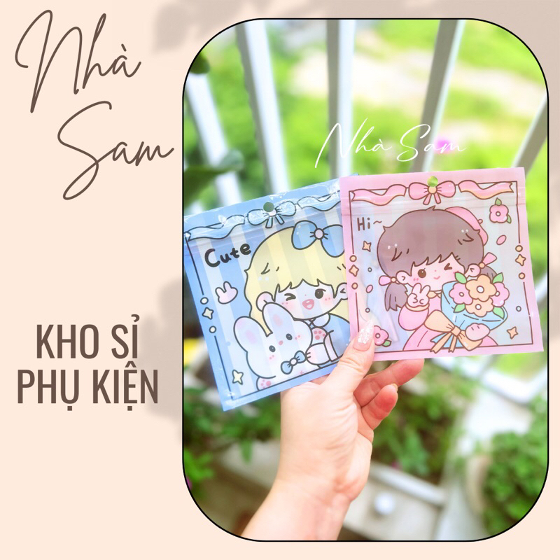 SET 10 TÚI ZIP ĐỰNG CỘT TÓC KẸP TÓC PHỤ KIỆN