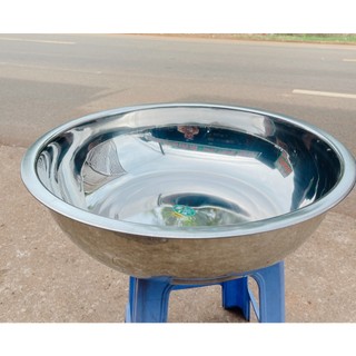  Thau inox sâu lòng TITHAFAC - Chậu inox cao cấp dày dặn có viền cầm tay đường kính 38 -58 cm 