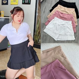 Chân Váy Xếp Ly Bigsize Nữ Xếp Ly Hai Tầng Thời Trang Có Quần Bảo Hộ Vải Xoa Mặc Mát Mùa Hè - CV2T